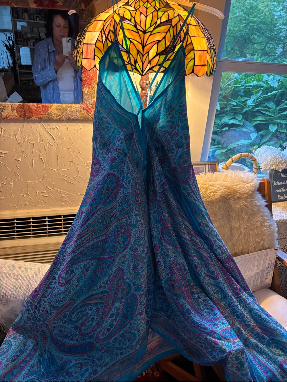 Charlotte Russe Teal and Purple Paisley Maxi Slip Dress